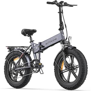 20 in. Folding Electric Bike, 48V 750W Electric Mountain Bike with Lithium Battery, Professional 7 Speed Gears, Gray