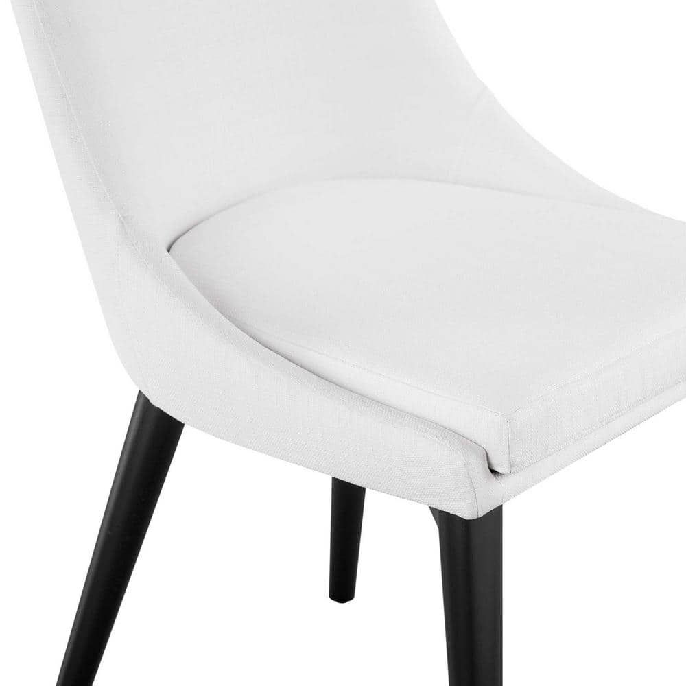 Elevate White High-Back Upholstered Side Chair with Black Wood Legs
