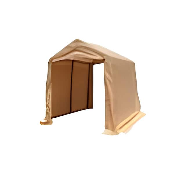 Sand 11.81 ft. W x 6.89 ft. D x 7.38 ft. H Steel Outdoor Portable Carport with 2 Roll up Zipper Doors