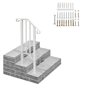 20.67 in. x 39.2 in. Iron White Outdoor Handrail Railing