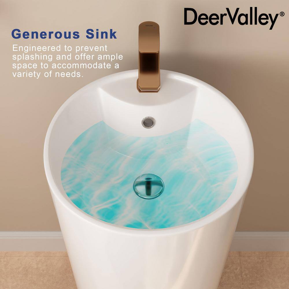 33.66" Tall White Ceramic Pedestal Bathroom Sink