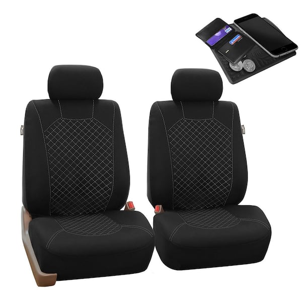 FH Group Fabric 47 in. x 23 in. x 1 in. Ornate Diamond Stitching Half Set Front Car Seat Covers