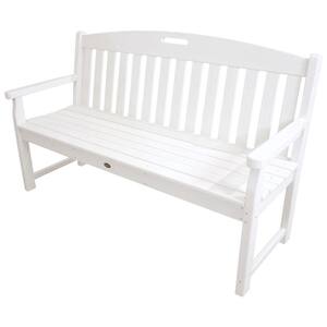 Yacht Club 60 in. Classic White Plastic Patio Bench