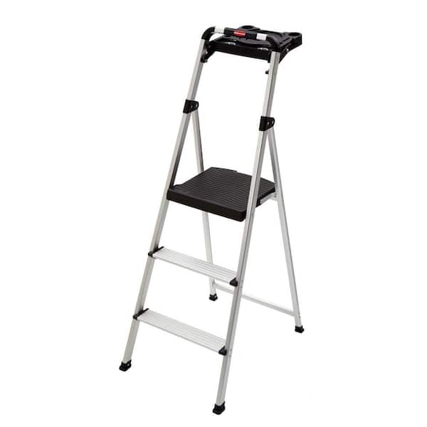 Rubbermaid 3-Step Ultra-Light Aluminum Step Stool with Project Tray 225 lbs. Capacity Type II Duty Rating