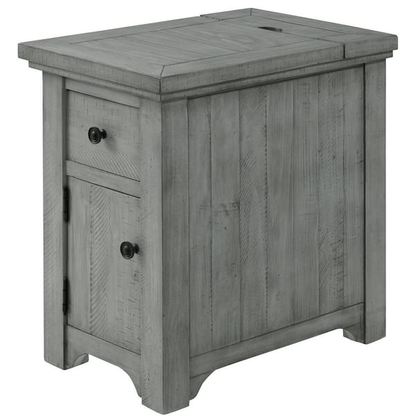 Martin Svensson Home Beach House 16 in. Dove Grey Chairside End Table with Power