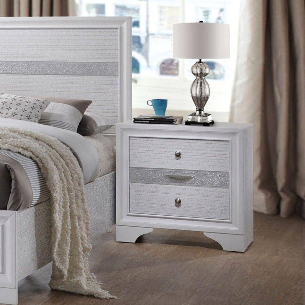 GOSALMON 3Drawer White Nightstand 26 in. H x 26 in. W x 17 in. D
