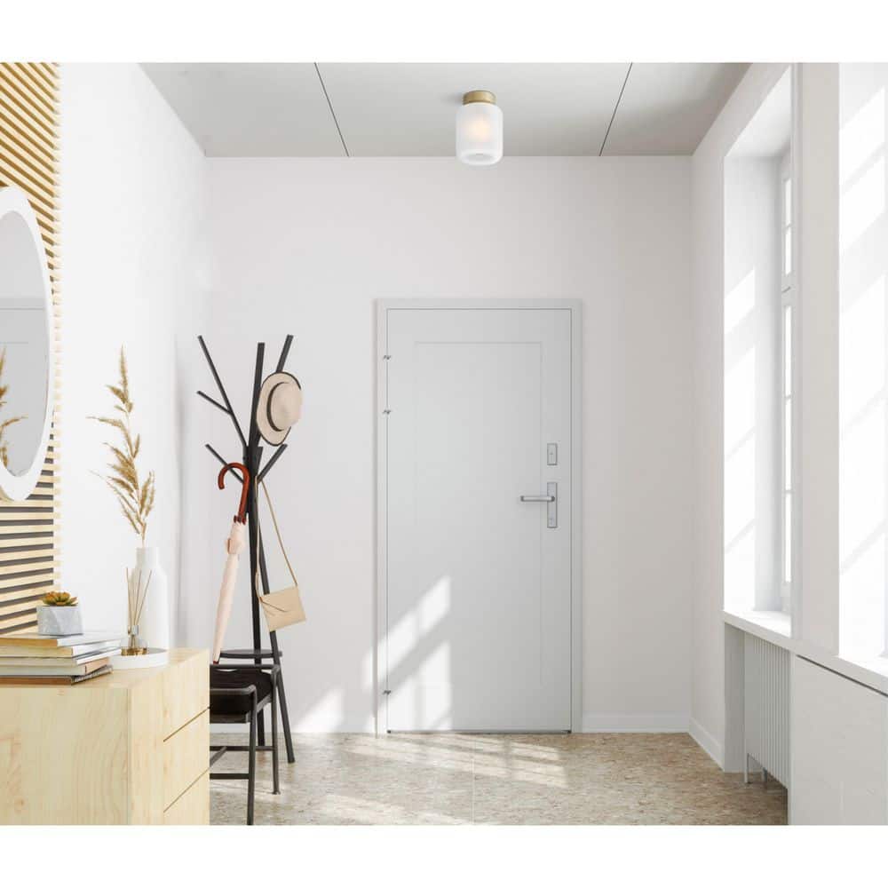 Champagne Brass 8'' Frosted Glass Semi-Flush Mount Ceiling Light