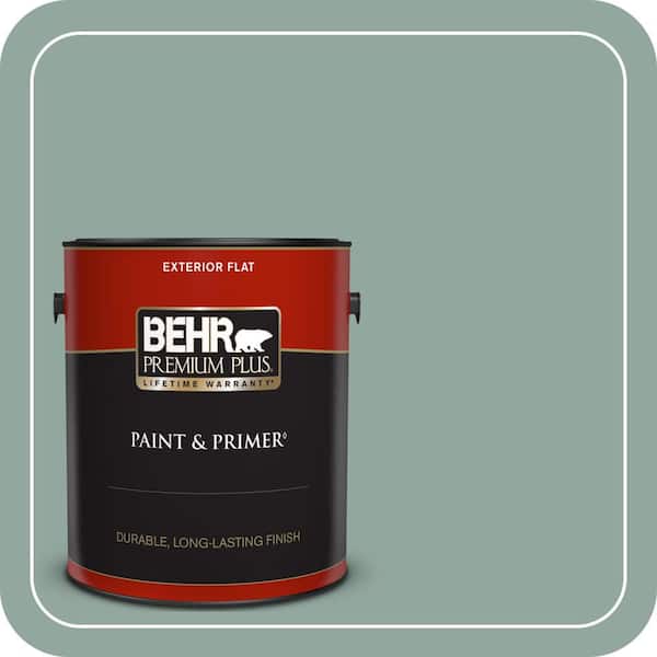 BEHR PREMIUM PLUS 1 gal. #PPU12-05 Lotus Leaf Flat Exterior Paint & Primer