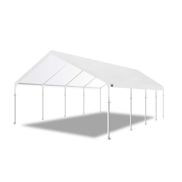 Hercules 18 ft. by 27 ft., 2 in. Steel Frame, 10-Leg, Carport, White, HC1827PC