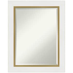 Eva 23.25 in. x 29.25 in. Modern Rectangle Framed White Gold Wall Mirror