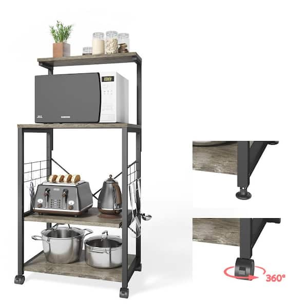 Kitchen Bakers Rack on Wheels Microwave Oven Stand Storage Shelves