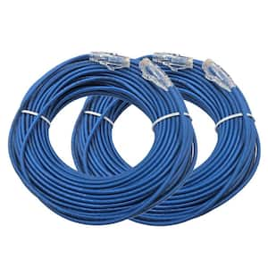 100 ft. Cat 6 (28-AWG) Ultra Slim RJ45 Unshielded Twisted Pair Patch Cable, Blue 2-Pack