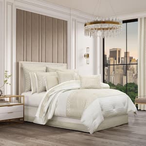 4-Pieces Melbourne Ivory Polyester Queen Comforter Set