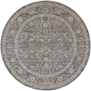 Nyle Slate Multicolor 8 ft. x 8 ft. Vintage Persian Round Area Rug