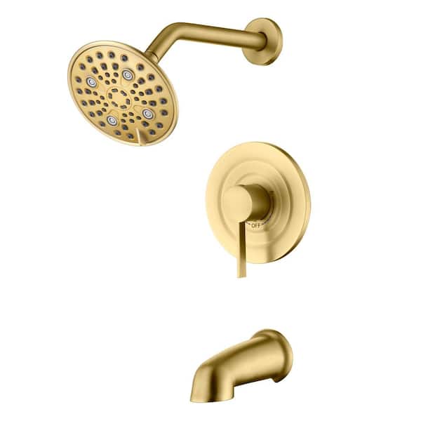 Single Handle 6-Spray Tub and Shower Faucet 1.8 GPM in Brushed Gold (Valve Included)