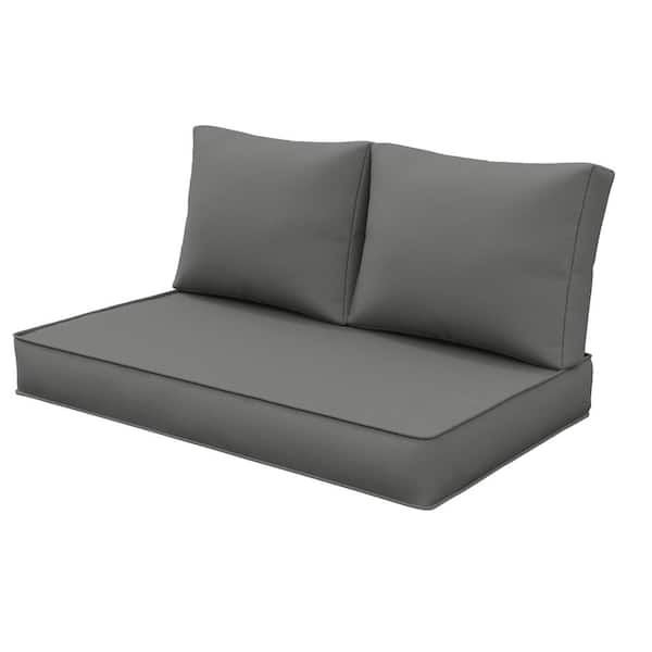 WNP 46 in. x 26 in. Outdoor Patio Replacement Loveseat Cushion Set with Backrest Light Grey