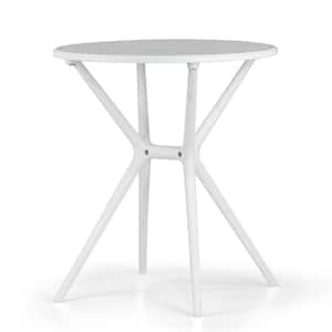 Bates White Plastic 26 in. Round 4-Leg Dining Table 4