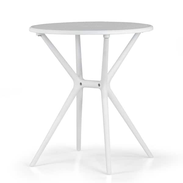 Glamour Home Bates White Plastic 26 in. Round 4-Leg Dining Table 4