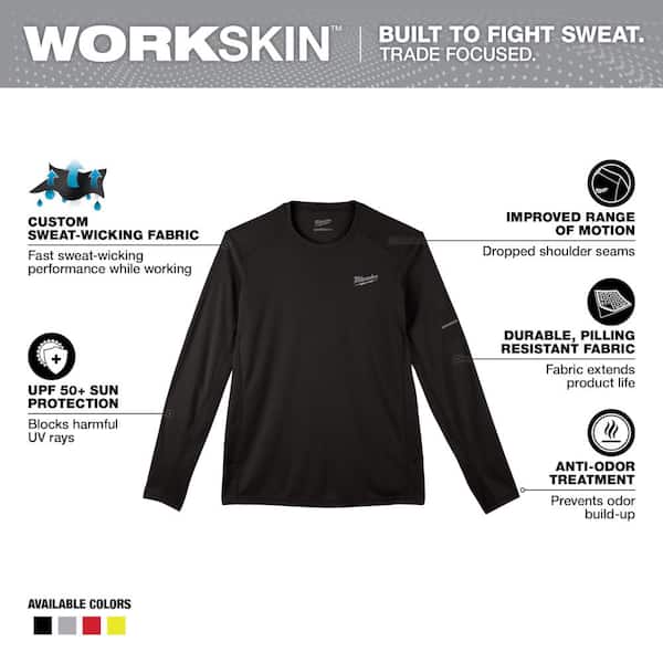 Men's WORKSKIN Medium Black Lightweight Performance Long-Sleeve T-Shirt