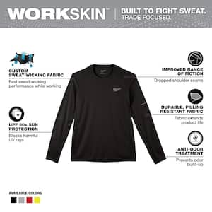 Men's WORKSKIN Small Black Lightweight Performance Long-Sleeve T-Shirt