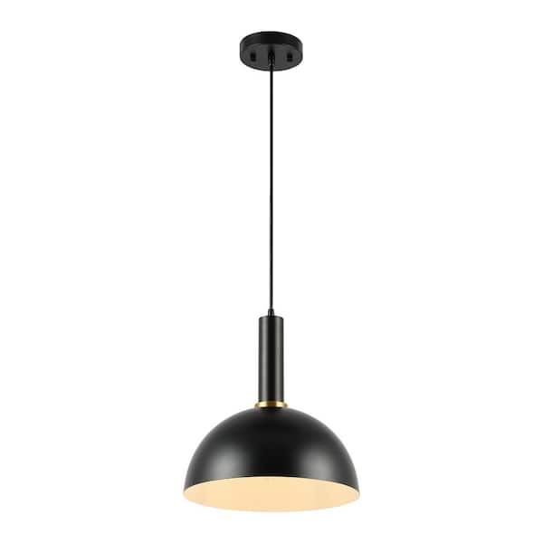 SAFAVIEH Montecito 4-Watt 1-Light Black Pendant Light with Metal Shade
