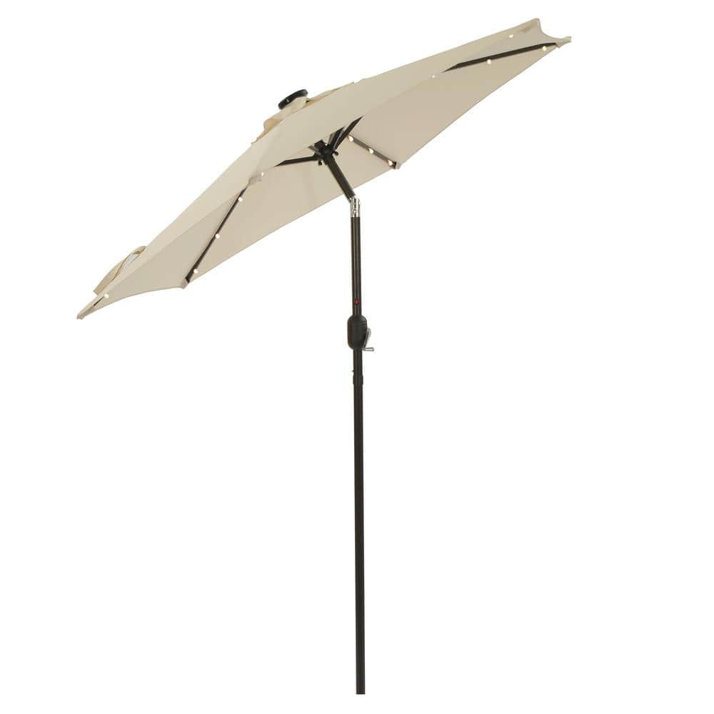 7.5 ft. x 7.5 ft. 50 Plus UPF Solar Lighted Crank Tilt Steel Market Patio U