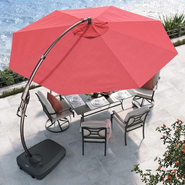 canvas madrid offset patio umbrella with base red 11-ft PURPLE LEAF Base, Outdoor Cantilever Umbrellas rich 11x9 ft patio cantilever umbrella CLOUDFLY 11 ft. x 11