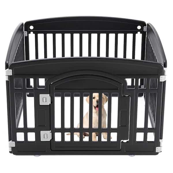 .N/A 23.6 in. H Garden Fence Adjustable Portable Pet Playpen for Small to Medium Dogs, Indoor & Outdoor Use, 4-Panel, Black