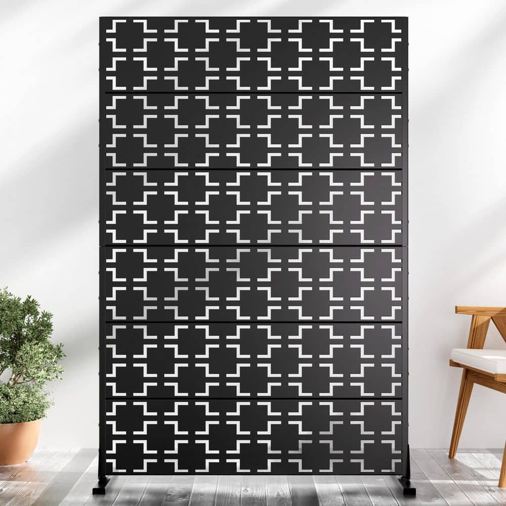 Lumioca 1-Piece 46.8 in. W x 71.37 in. H Black Square Metal