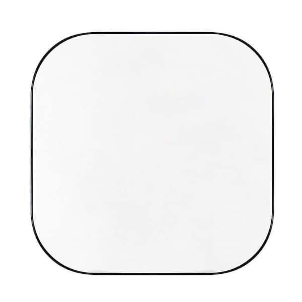 TEHOME 24 in. W x 24 in. H Rounded Square Metal Framed Bathroom Vanity Wall Mirror in Matt Black