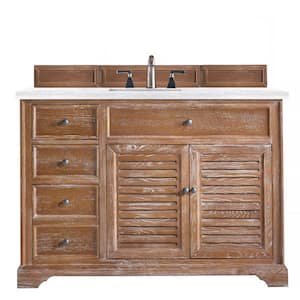 Savannah 48 in. x 23.5 in.D x 34.3 in H Single Bath Vanity in Driftwood with Solid Surface Top in Arctic Fall