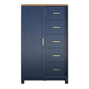 Armada, Navy with Walnut Top, 5-Drawers, 31.5 in., Chest of Drawers