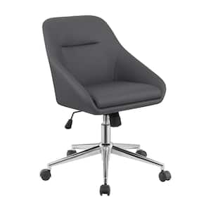 Grey and Chrome Faux Leather Adjustable Height Office Chair with Casters