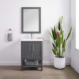 Taylor 24.4 in. W x 18 in. D x 34 in. H Bath Vanity in Dark Gray with Ceramic Vanity Top in White with White Sink
