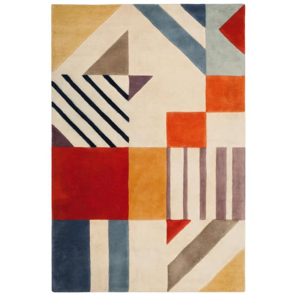 SAFAVIEH Fifth Avenue Ivory/Multi Doormat 3 ft. x 5 ft. Abstract Multi-Shaped Area Rug