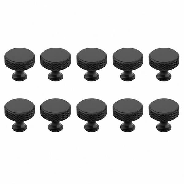 10-Pack 1-1/5 in. (30mm) Matte Black Knurled Cabinet Knobs for Dresser Kitchen Knobs for Cabinets Single Hole