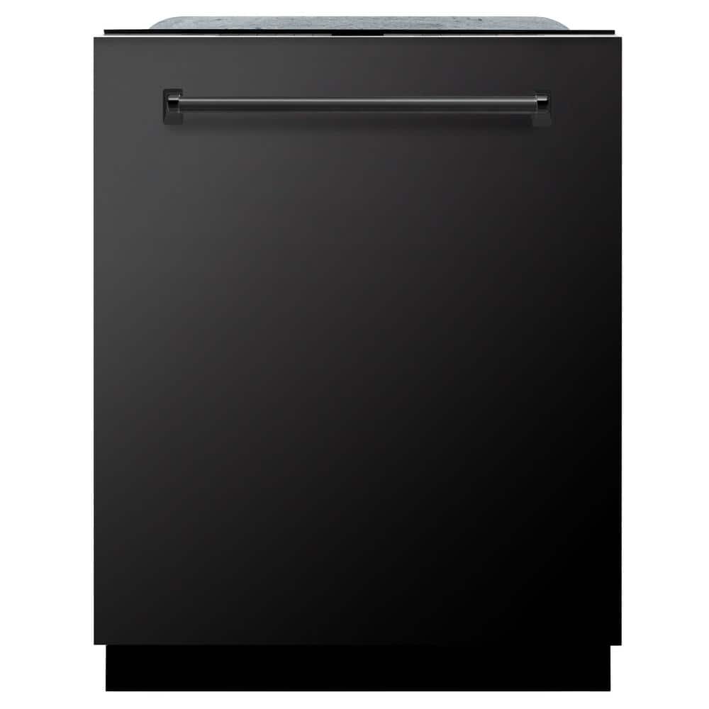 ZLINE Kitchen and Bath Monument Series 24 in. Top Control 6-Cycle Tall Tub Dishwasher with 3rd Rack in Black Stainless Steel