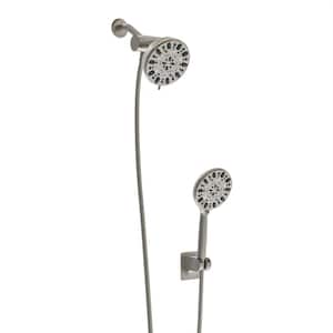 Single-Handle 7-Spray High Pressure Shower Faucet 1.8GPM Wall Mount Shower Combo in Brushed Nickel