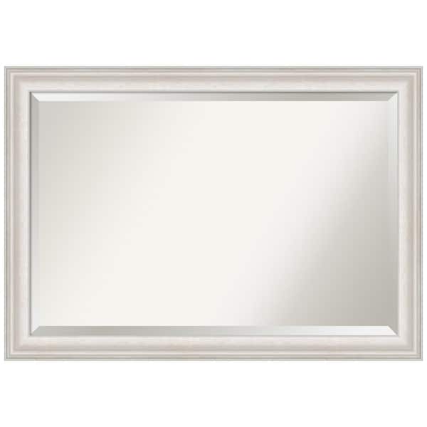 Amanti Art Trio White Wash Silver 40.5 in. H x 28.5 in. W Framed Wall Mirror