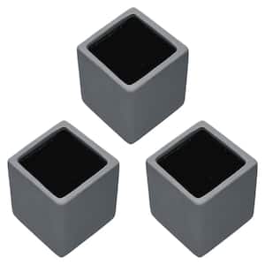 Cube 3-1/2 in. x 4 in. Dark Gray Ceramic Wall Planter (3-Piece)