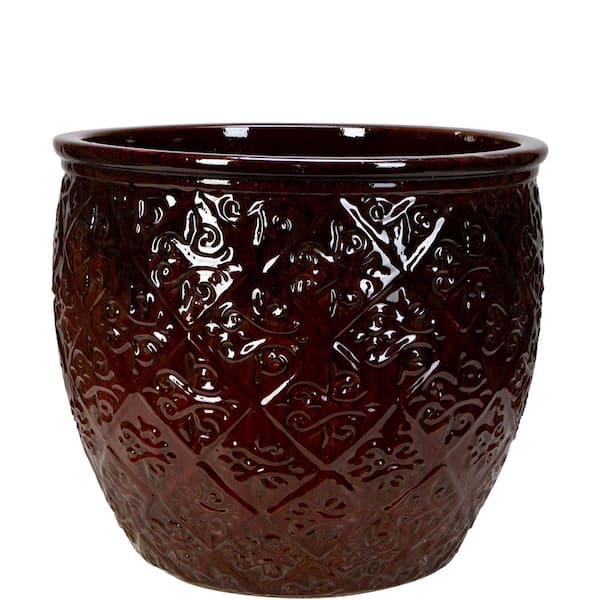 Unbranded 15 in. Tropical Red Ceramic Lumaris Planter