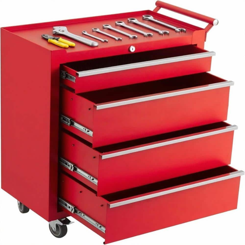 24.34 in. W 4-Drawer Red Steel Rolling Tool Chest with Locking System, Wheels, Secure Mobility for Garage, Warehouse price history on PriceWatchPro
