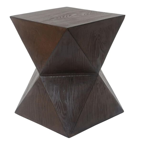 ESILOO 14.25 in. Wood Grain Concrete Side Table-Weather-Resistant Outdoor Accent Table for Patio, Garden, Balcony