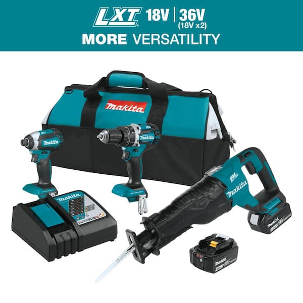 Makita - 18V LXT Lithium-Ion Brushless Cordless Combo Kit (3-Tool) with (2) 4.0 Ah Batteries, Rapid Charger, and Tool Bag