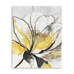 Victoria Modern Yellow and Black Flower by Unknown 1-Piece Giclee Unframed Nature Art Print 30 in. x 24 in.