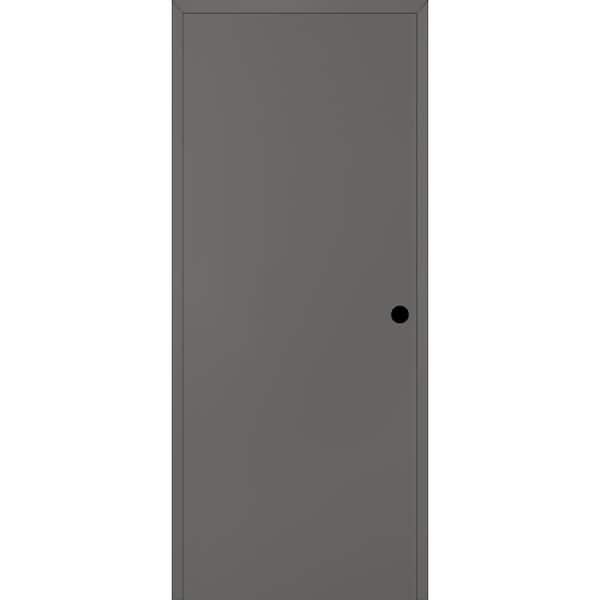 Optima DIY-Friendly 32 in. x 80 in. Left-Hand Gray Matte Composite Wood Single Prehung Interior Door