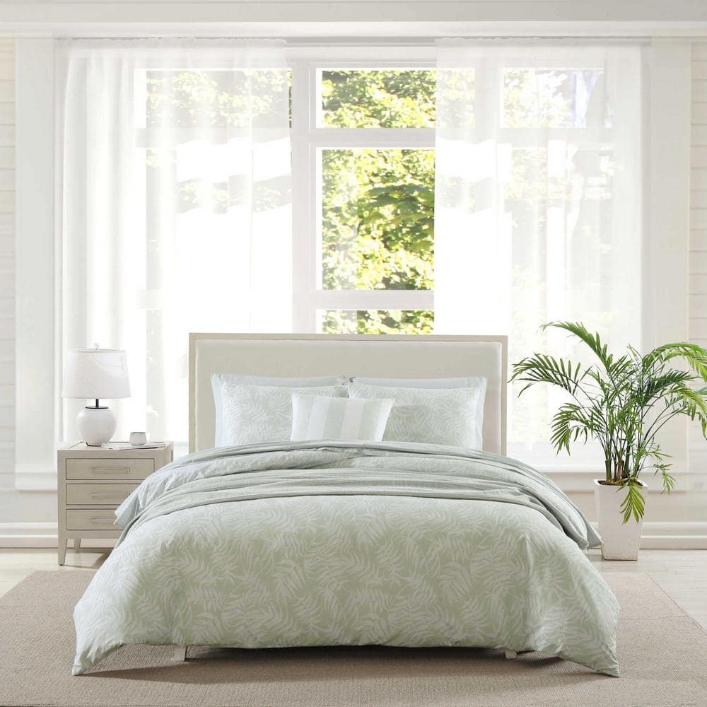 King Green Cotton Tropical Bedspread Cover Set