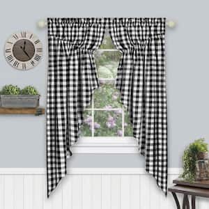 Buffalo Check 72 in. W x 63 in. L Polyester/Cotton Light Filtering Window Panel in Black