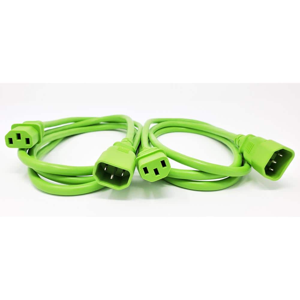 Micro Connectors, Inc 6 ft. 18 AWG AC Power Extension Cord UL Approved C13 to C14 in Green (2 per Box) -  M05-113EULG-2P