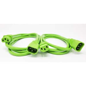 6 ft. 18 AWG AC Power Extension Cord UL Approved C13 to C14 in Green (2 per Box)